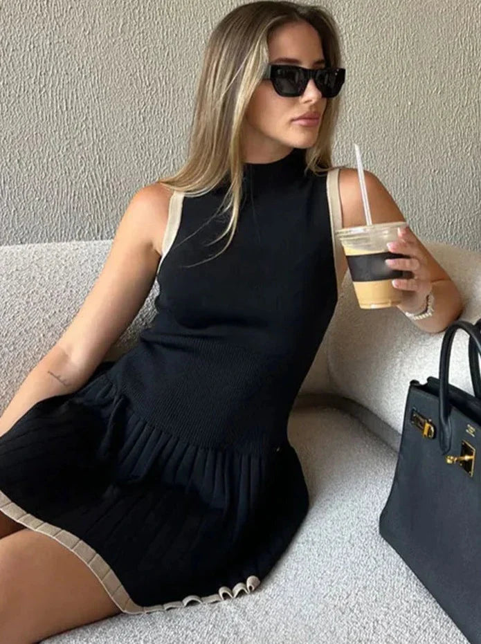 Sophie Drop-Waist Contrast Knit Dress