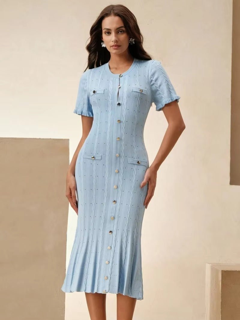 Margot Button-Front Knit Midi Dress