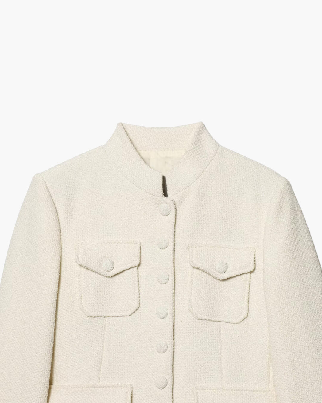Anna Stand Collar Flap Pockets Blazer