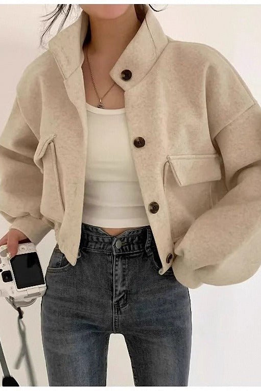 ZEYA - Agathe High Neck Cropped Jacket