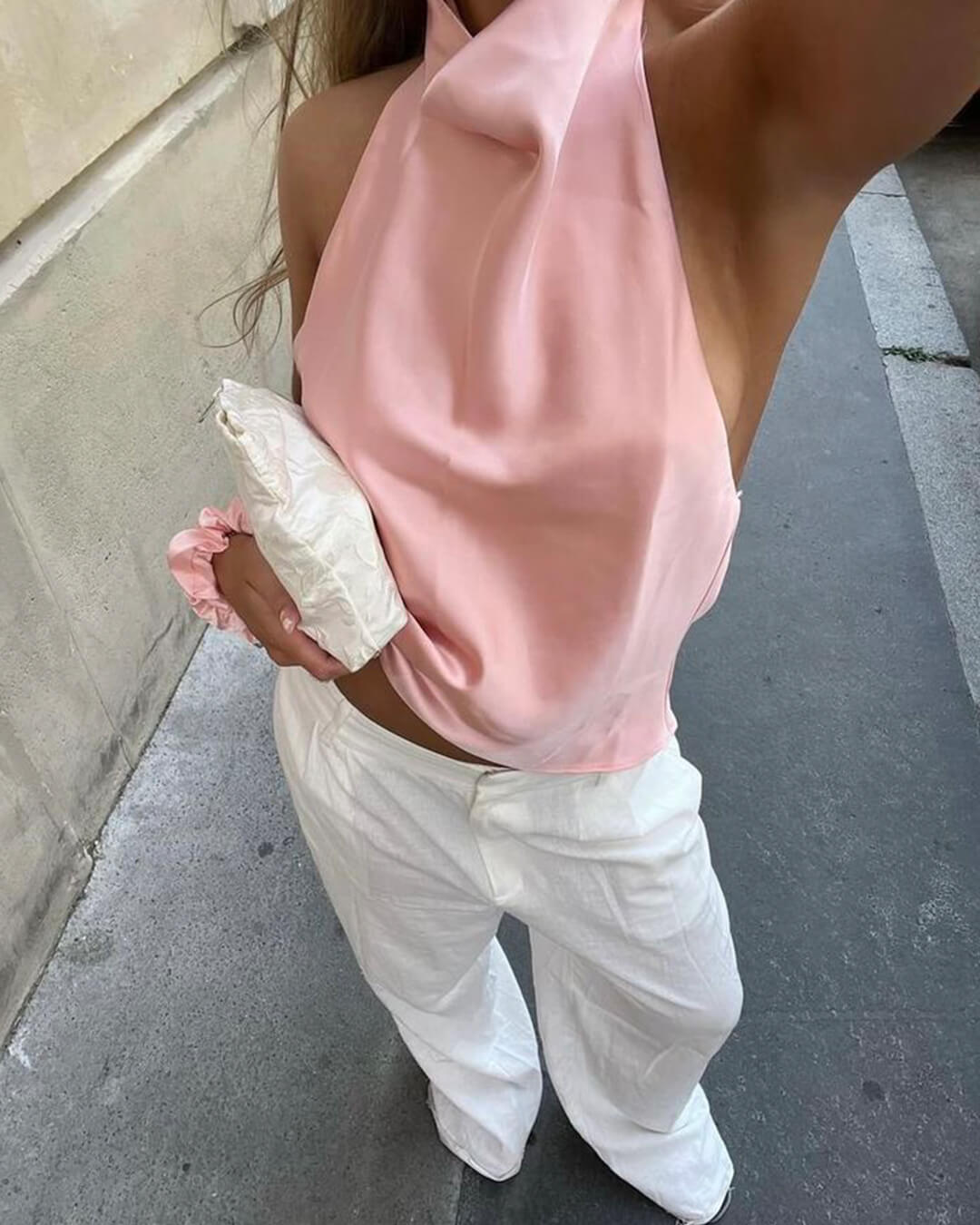 ZEYA - Allison Halter Backless Satin Top