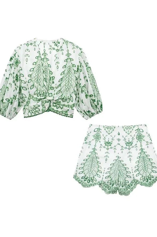 ZEYA - Amy Needlework Shorts Set