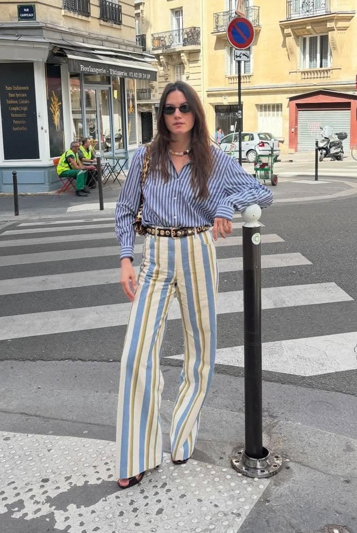 ZEYA - Angela Low-Rise Striped Trousers