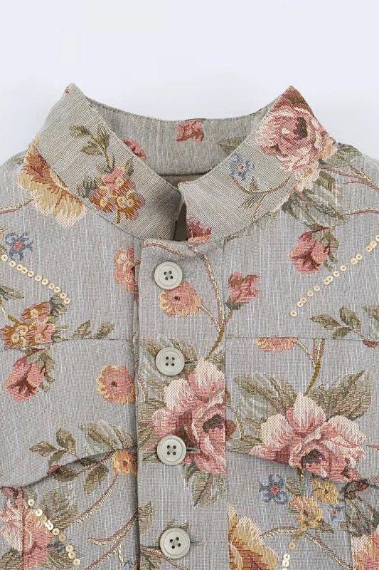 ZEYA - Anne Vintage Jacquard Cropped Jacket