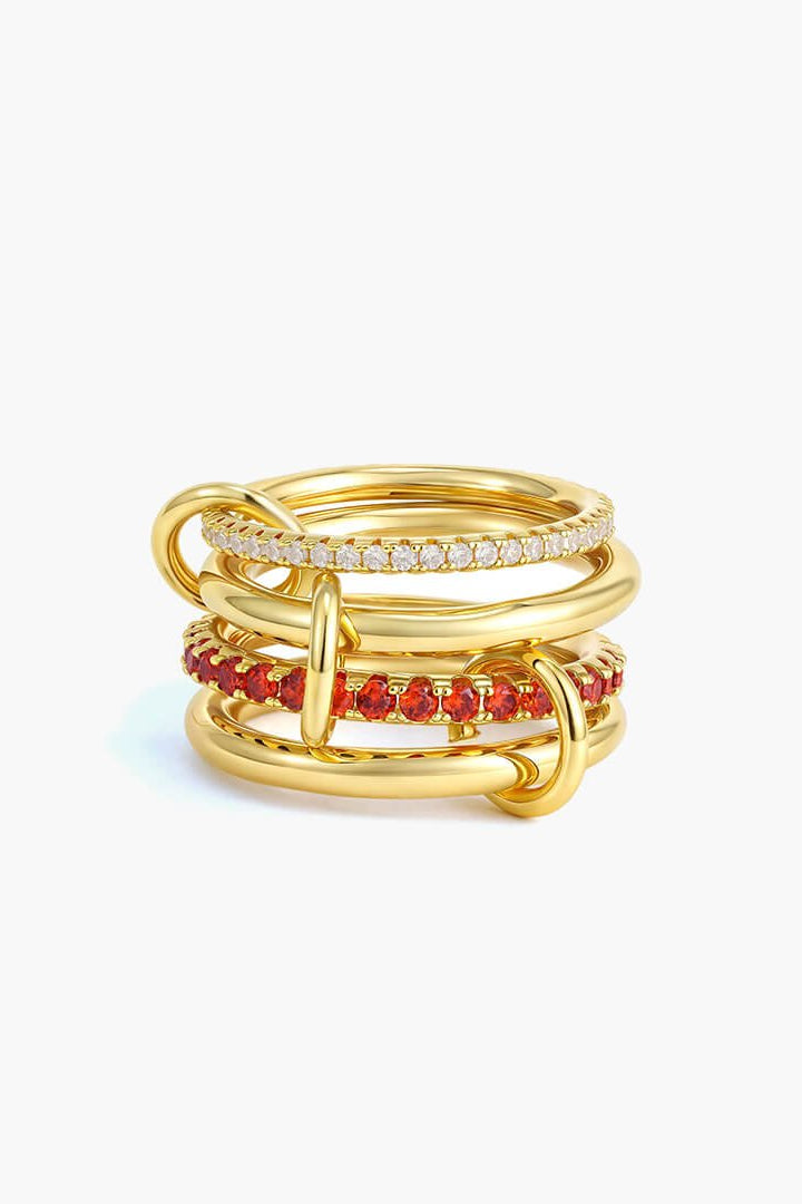 ZEYA - Astrid Fire Red Stacked Ring