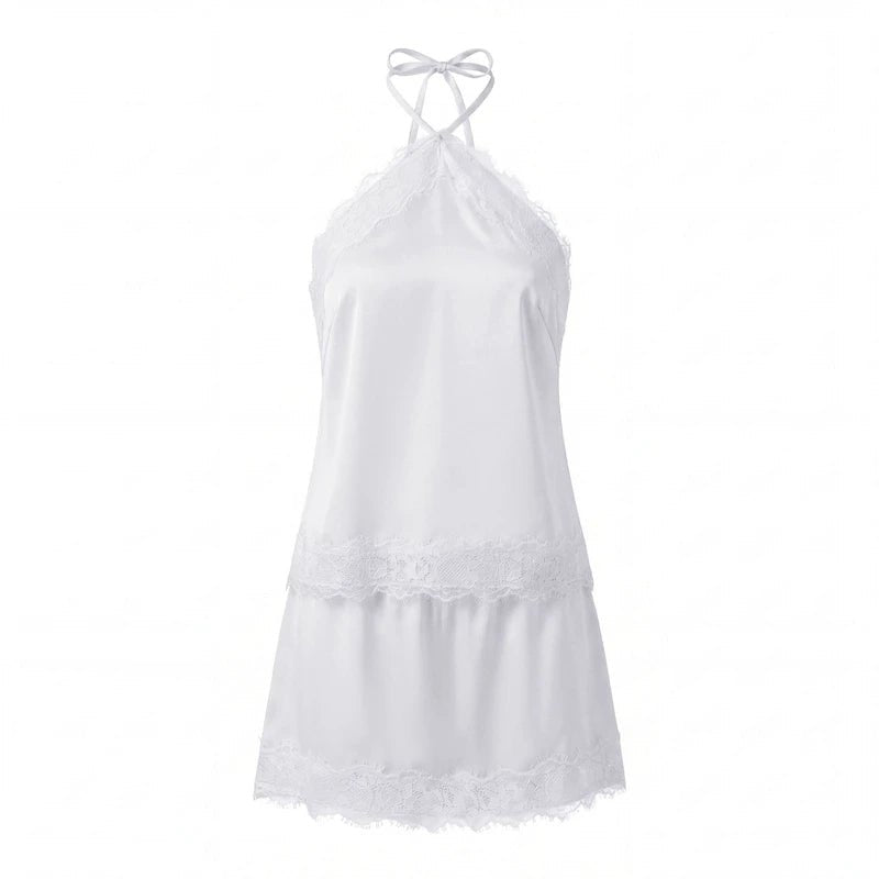 ZEYA - Bianca Two - Piece Satin Lace Halter Set