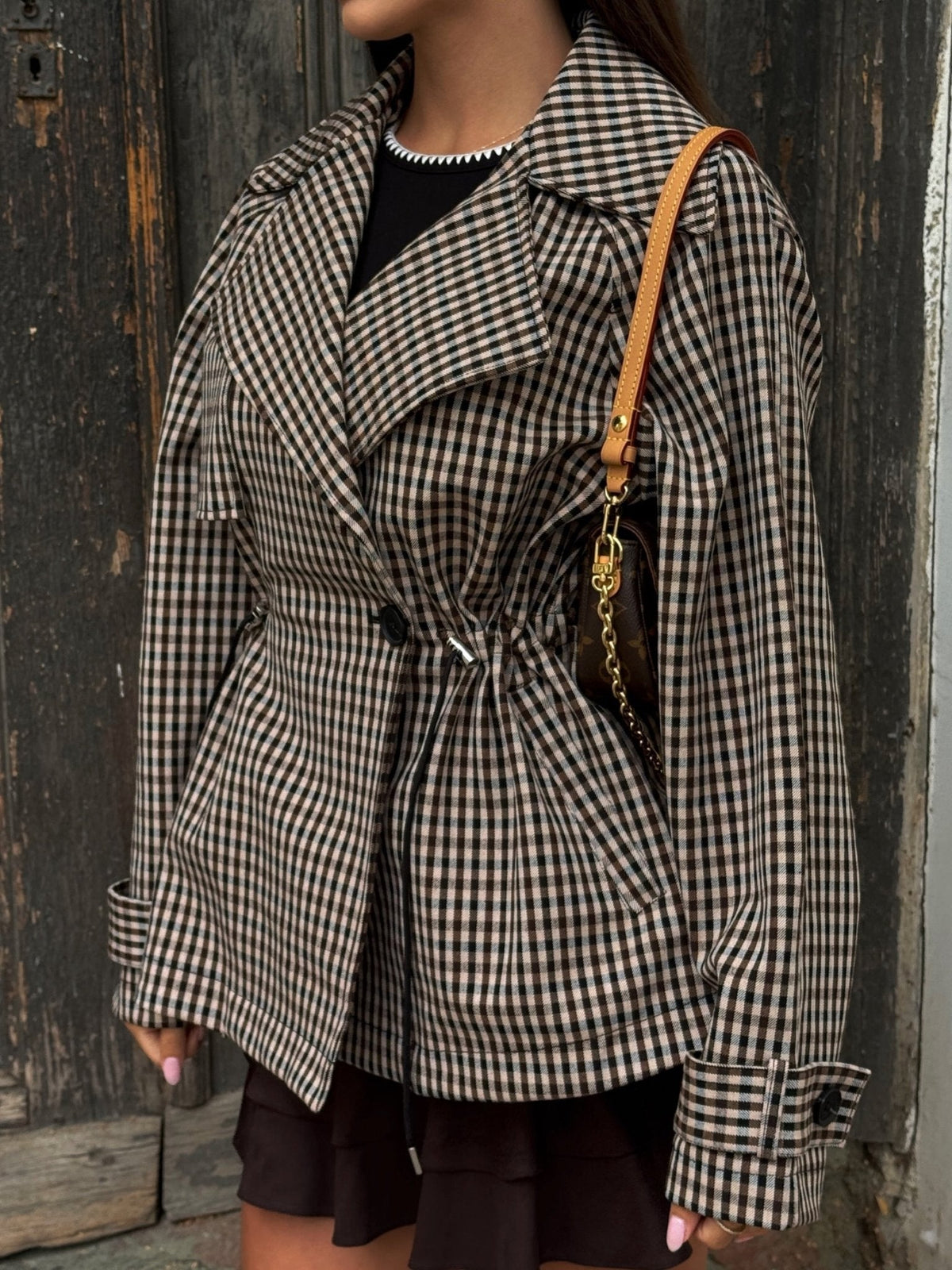 ZEYA - Billie Drawstring Gingham Short Trench