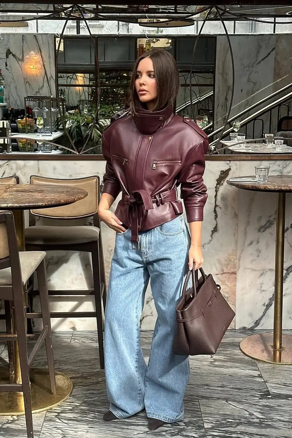 ZEYA - Brooklyn Belted Faux Leather Jacket