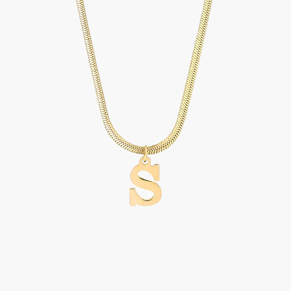 ZEYA - Capriana Inital Necklace - Gold Initial Necklace with A - Z Alphabet Pendant & Elegant Snake Chain