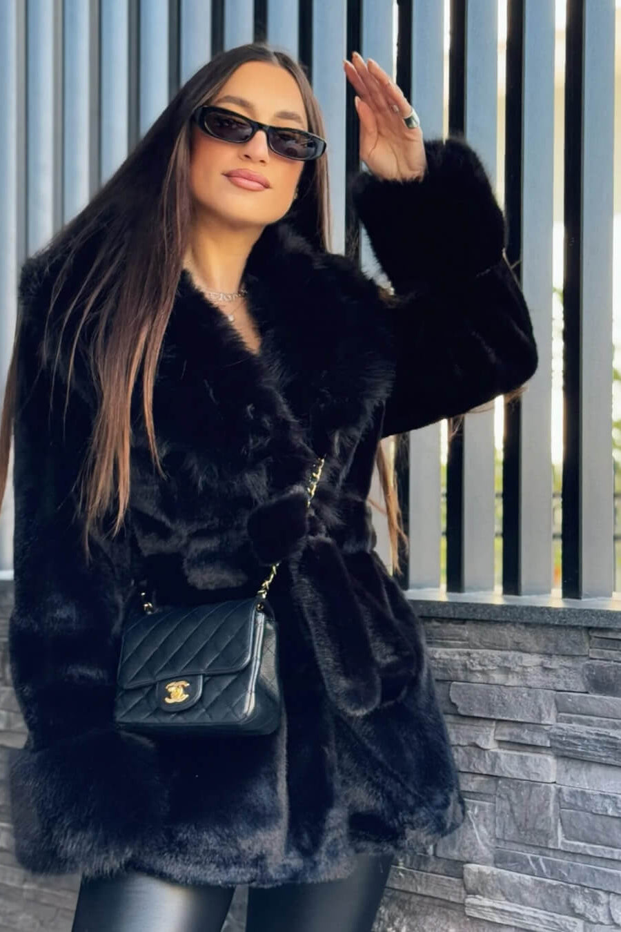 ZEYA - Carmina Faux Fur Trim Coat