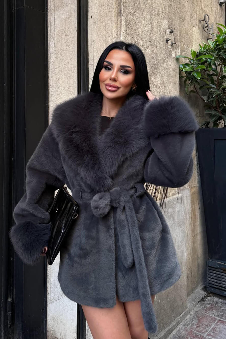 ZEYA - Carmina Faux Fur Trim Coat