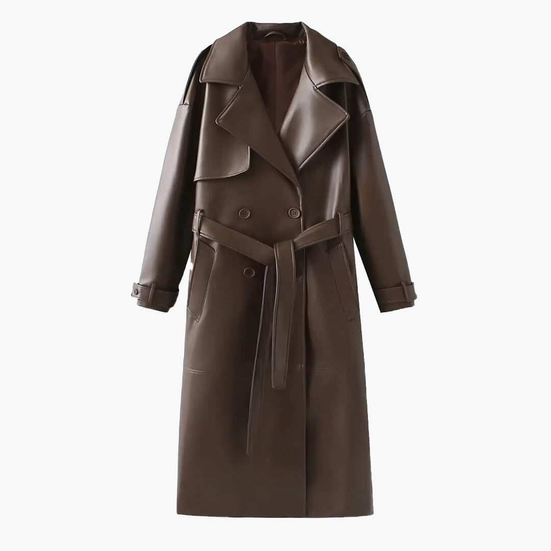 ZEYA - Connie Faux Leather Maxi Trench Coat