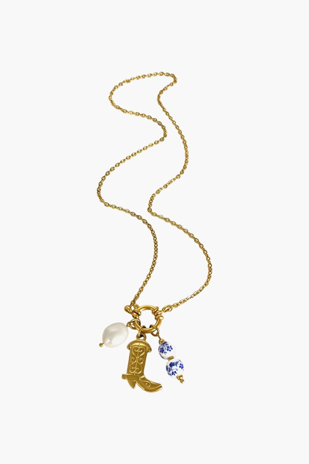 ZEYA - Cristy Pendant Necklace - 316L Stainless Steel Shoe Shape with Freshwater Pearl for Women