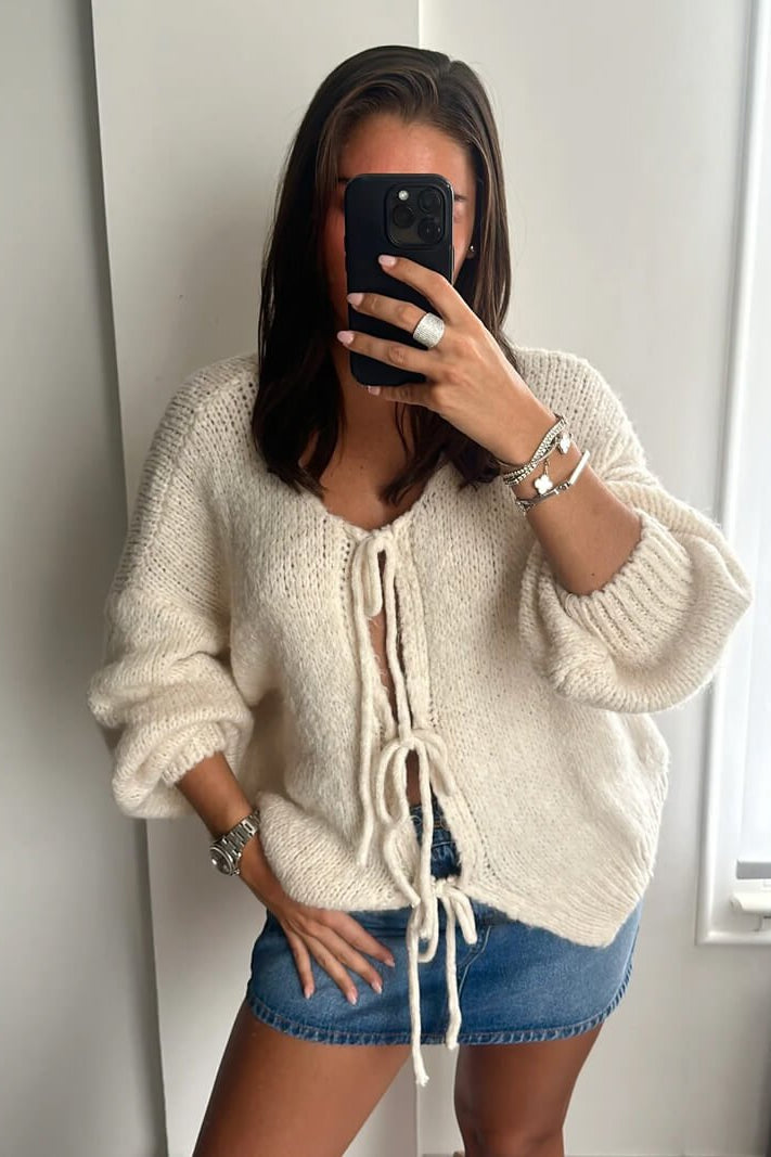 ZEYA - Emma Knit Cardigan with Bow Design