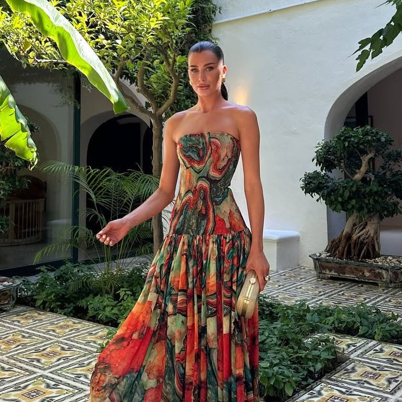 ZEYA - Emmy Strapless Abstract Maxi Dress