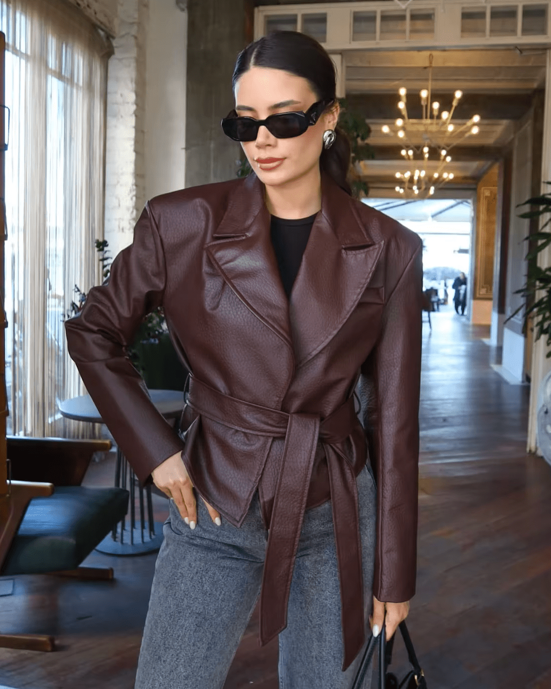 ZEYA - Esther Lace-Up Vegan Leather Jacket