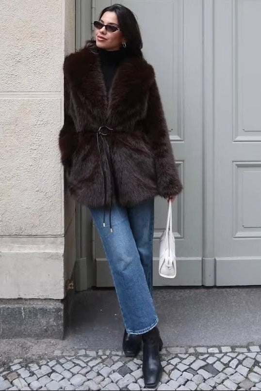 ZEYA - Feliz Faux Fur Coat with Belt