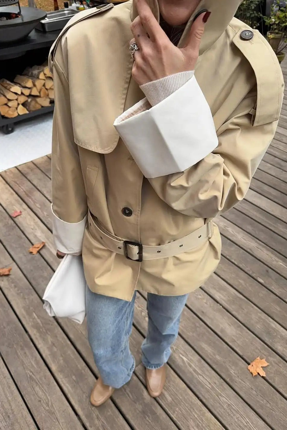 ZEYA - Glenda Contrast - Cuff Trench Jacket