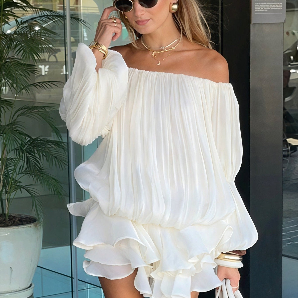 ZEYA - Gloria Off-Shoulder Ruffle Mini Dress