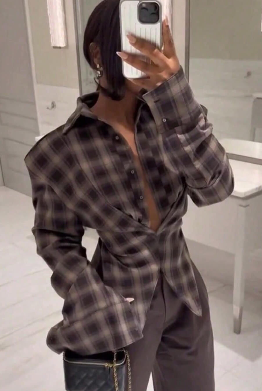 ZEYA - Gloria Plaid Cinched-Waist Polo