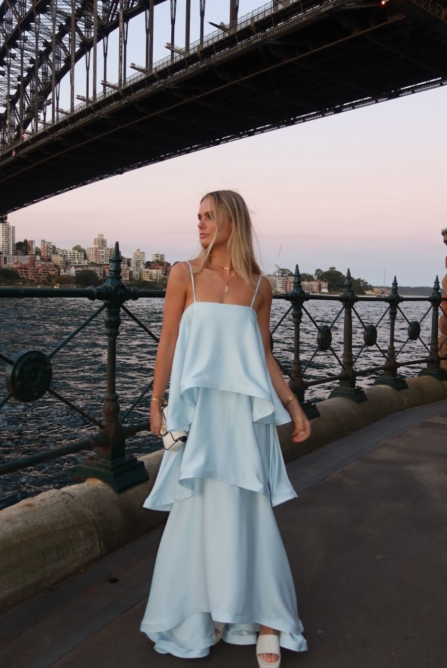ZEYA - Jamila Tiered Ruffle Satin Maxi Dress