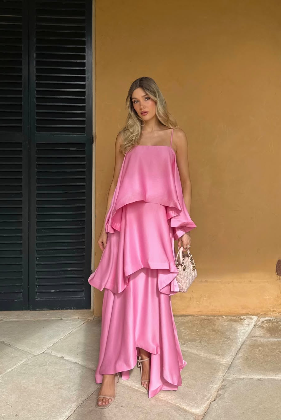 ZEYA - Jamila Tiered Ruffle Satin Maxi Dress