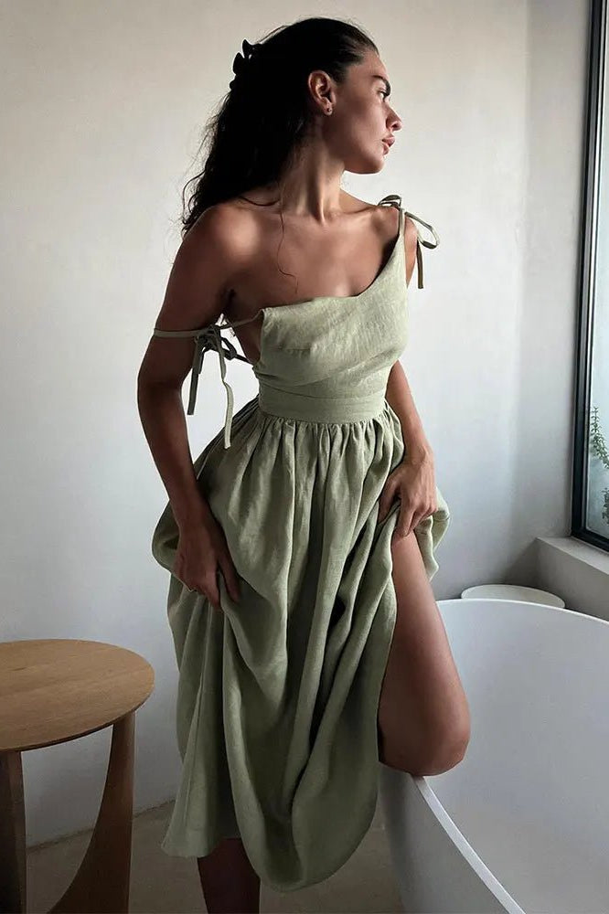 ZEYA - Joanna Backless Tie-Strap Midi Dress