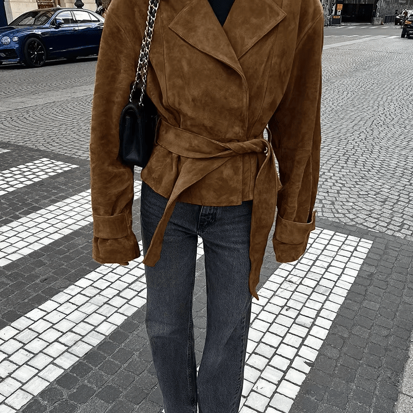 ZEYA - Lisa Faux Suede Belted Wrap Jacket