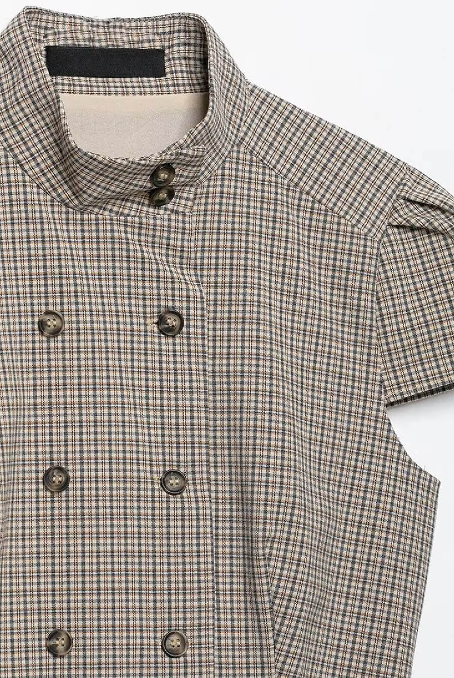 ZEYA - Lola Plaid High Neck Fitted Blouse