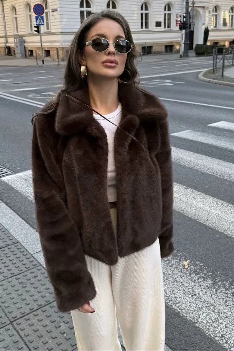 ZEYA - Maddie Short Faux Fur Collared Coat