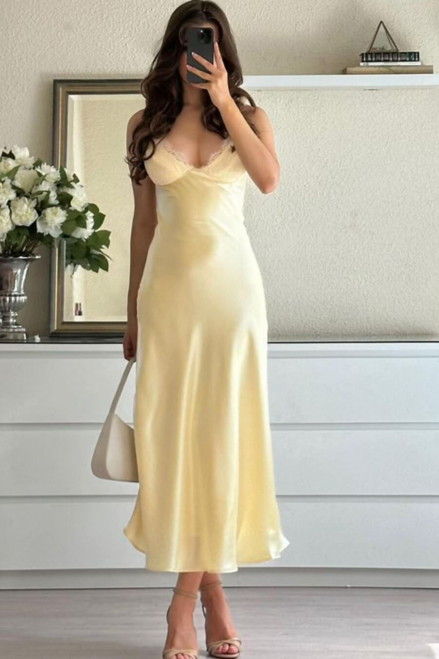 ZEYA - Melanie Satin Lace Midi Dress