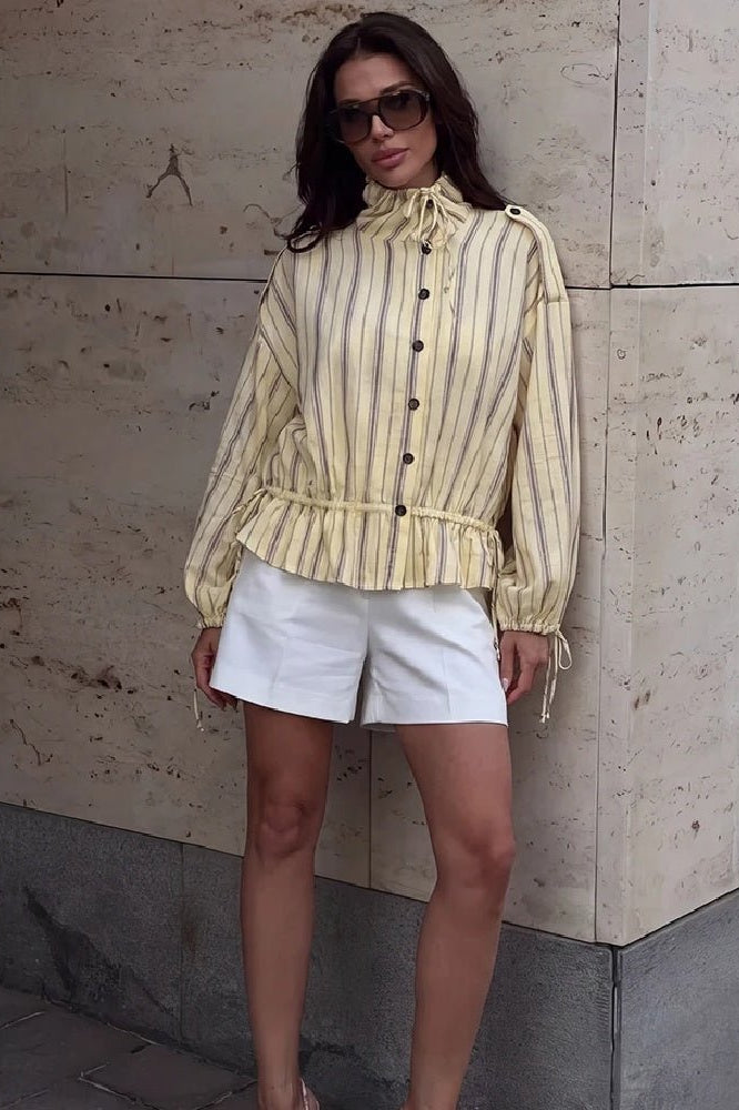 ZEYA - Melanie Striped Stand Collar Jacket