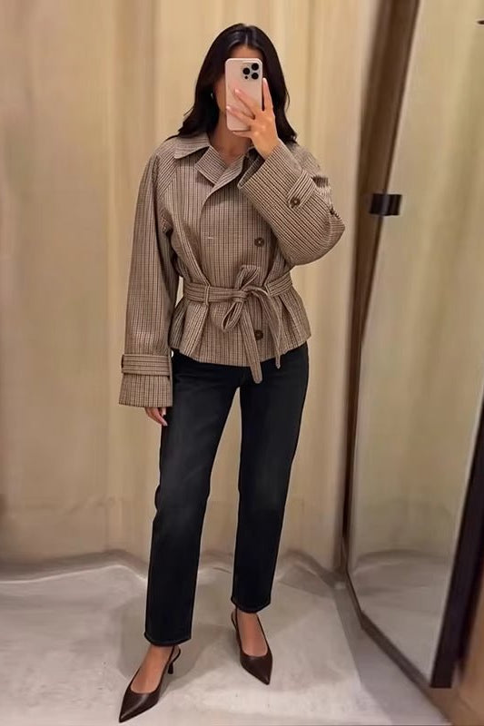 ZEYA - Melissa Plaid Belted Trench Coat