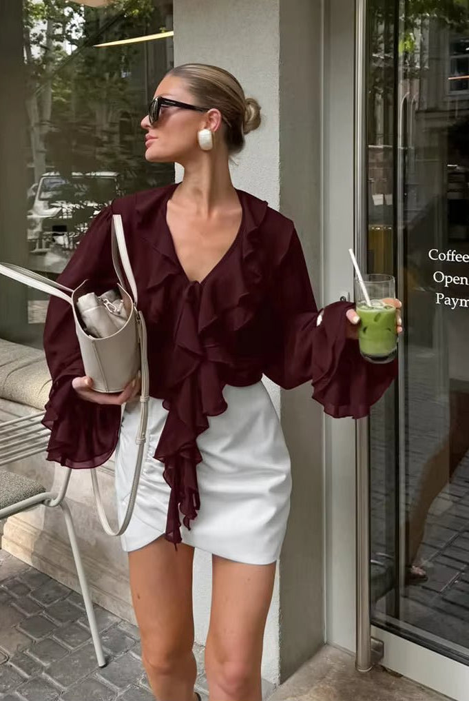 ZEYA - Monica Tie Neck Ruffled Blouse