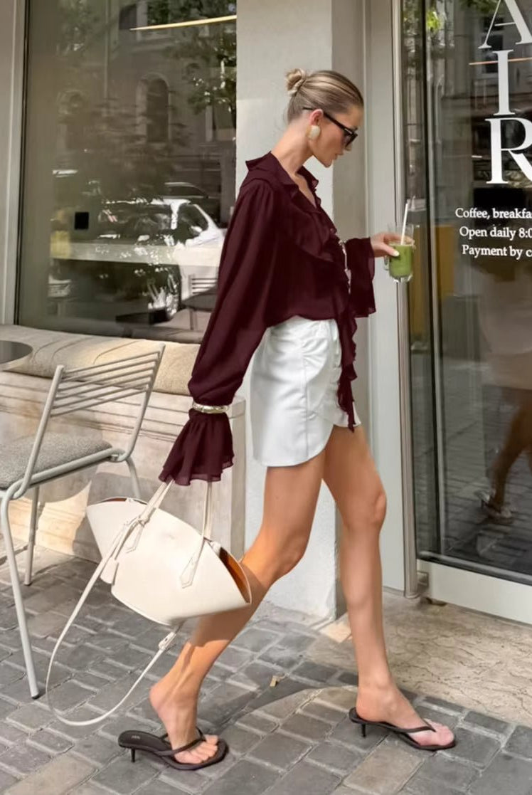 ZEYA - Monica Tie Neck Ruffled Blouse