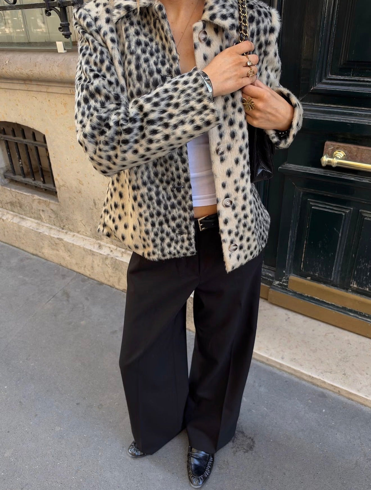 ZEYA - Natalie Leopard Faux Fur Lapel Coat
