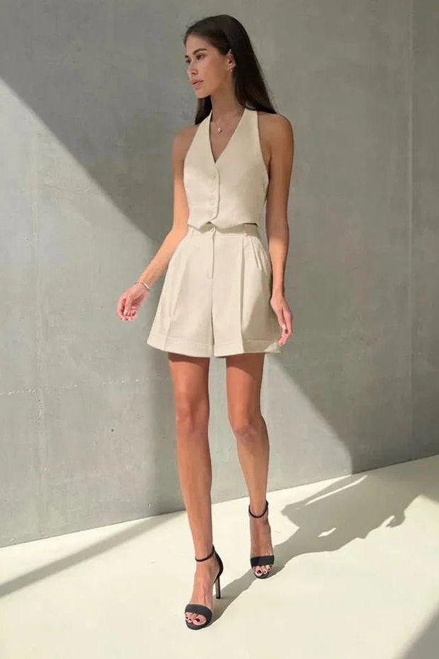 ZEYA - Nicole Tailored Halter Vest & Shorts Set
