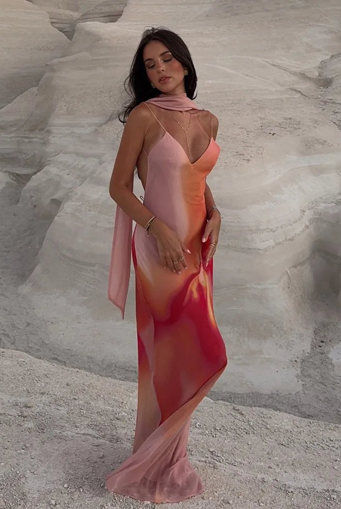 ZEYA - Octavia Open-Back Ombre Satin Dress