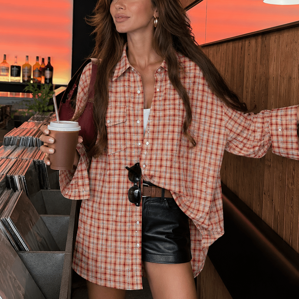 ZEYA - Olivia Oversized Plaid Shirt Blouse
