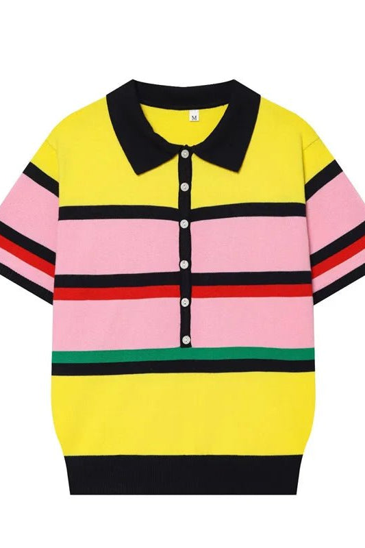 ZEYA - Rachel Colorblock Knit Polo Top