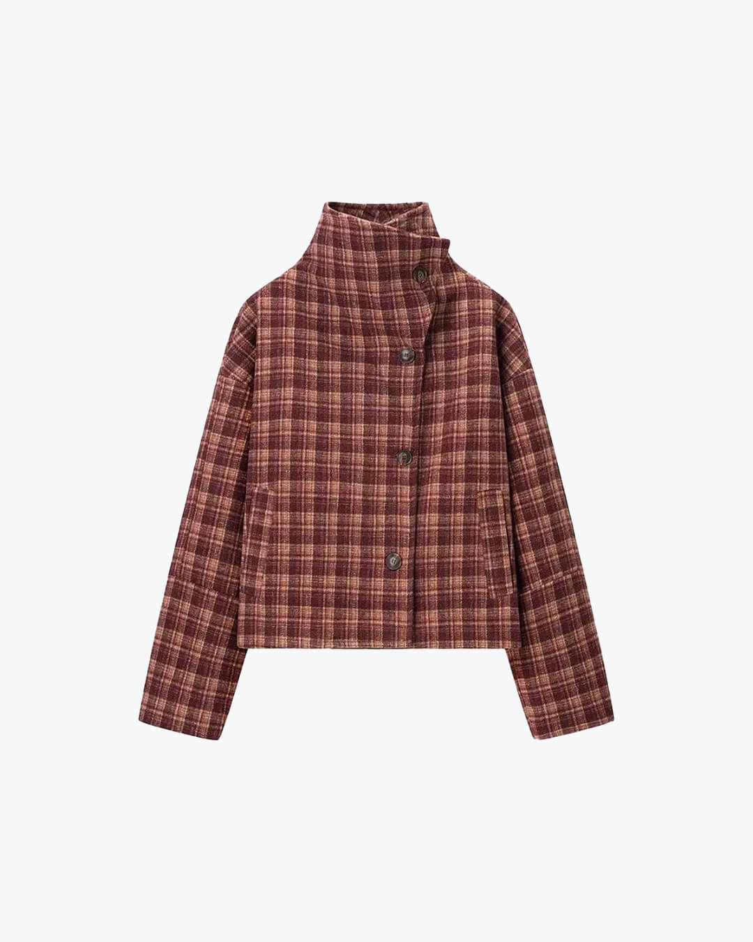 ZEYA - Rachel Plaid Stand Collar Coat