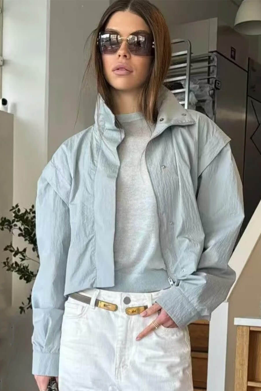 ZEYA - Roxana High Collar Cropped Jacket