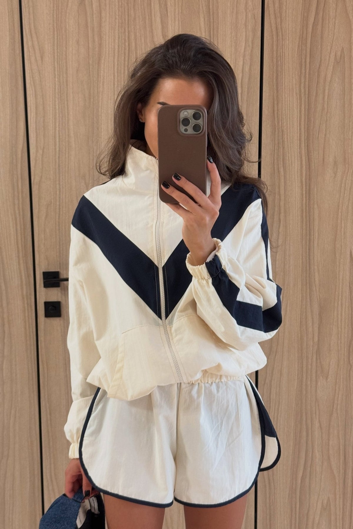 ZEYA - Sandra Chevron Windbreaker Shorts Set