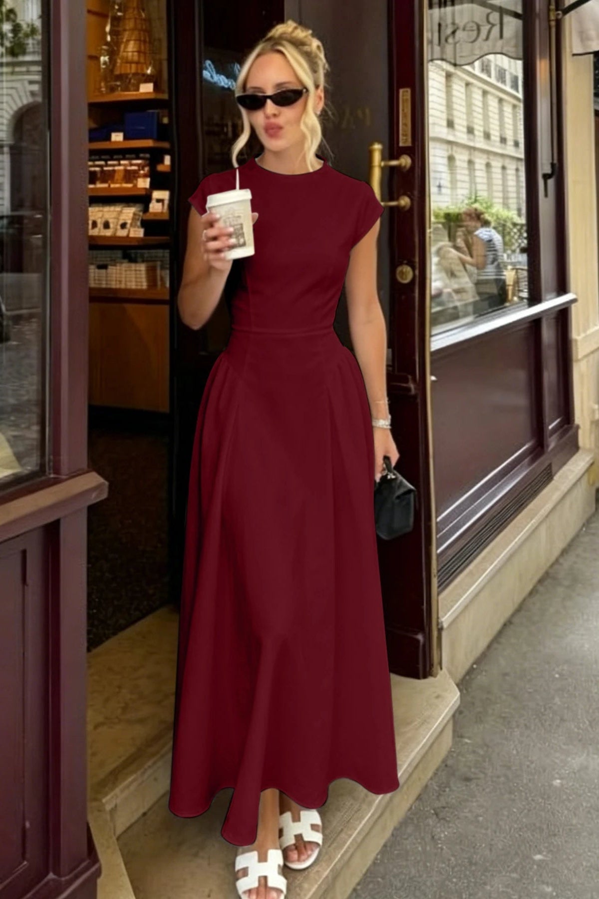 ZEYA - Sienna Flare Maxi Dress with Cap Sleeves