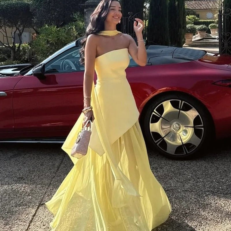 ZEYA - Sophia Asymmetric Sheer Maxi Dress