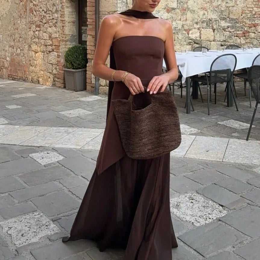 ZEYA - Sophia Asymmetric Sheer Maxi Dress