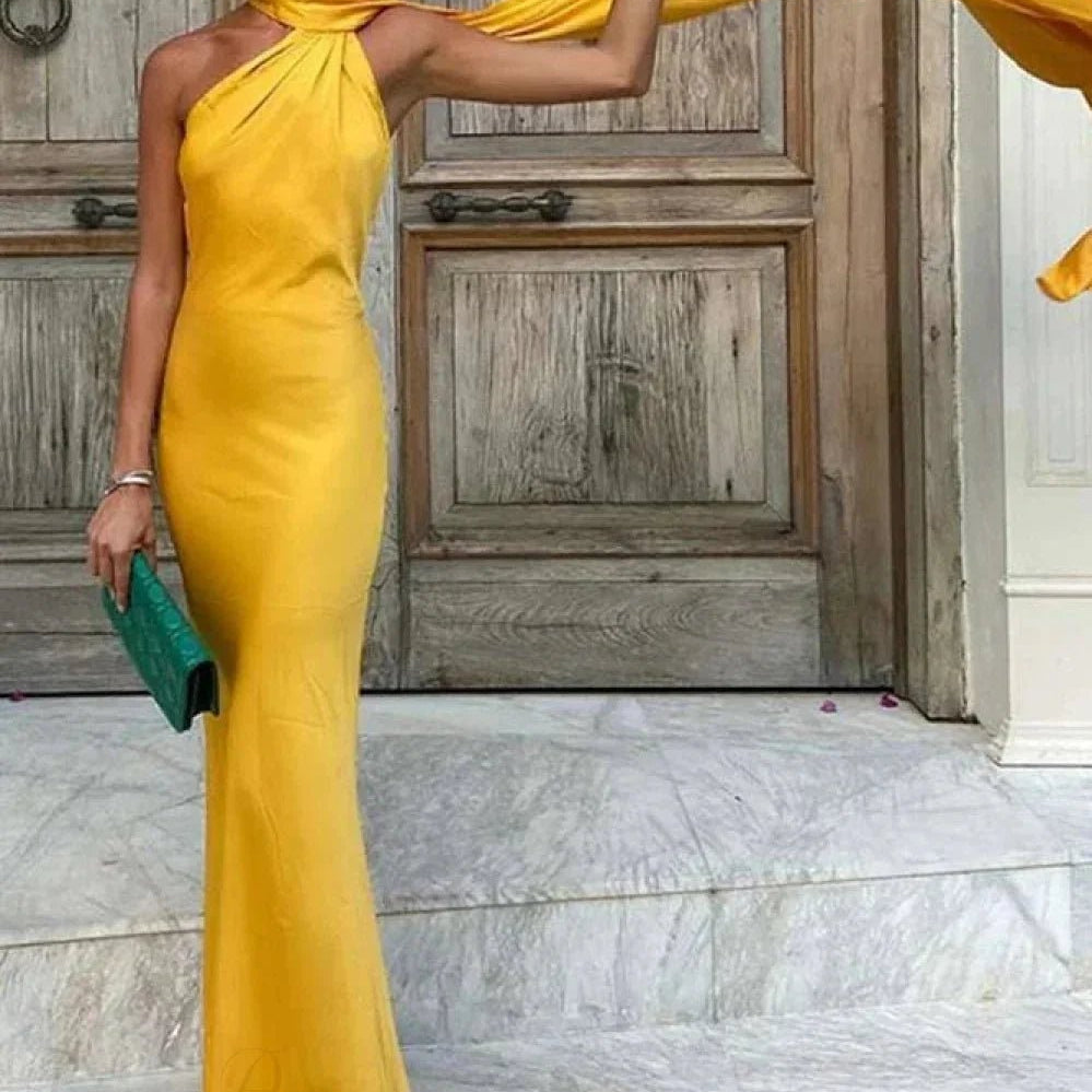 ZEYA - Sophia Elegant Satin Halter Dress