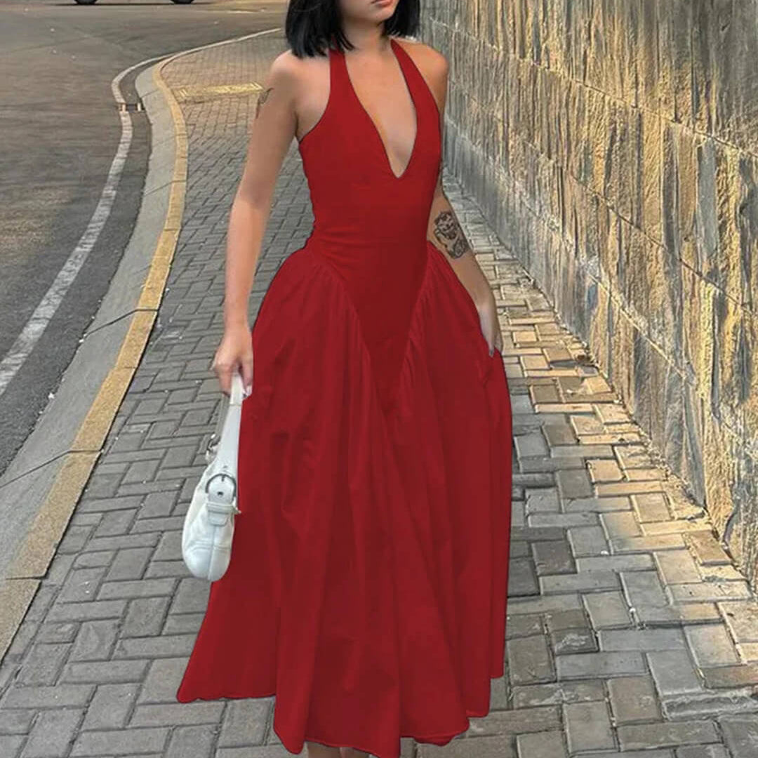 ZEYA - Ximena Deep Neck Maxi Dress