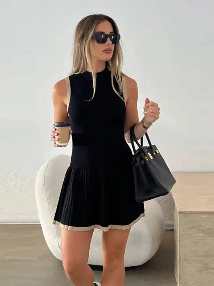 Sophie Drop-Waist Contrast Knit Dress