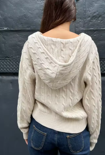 Melanie High Neck Zip Up Knit Cardigan